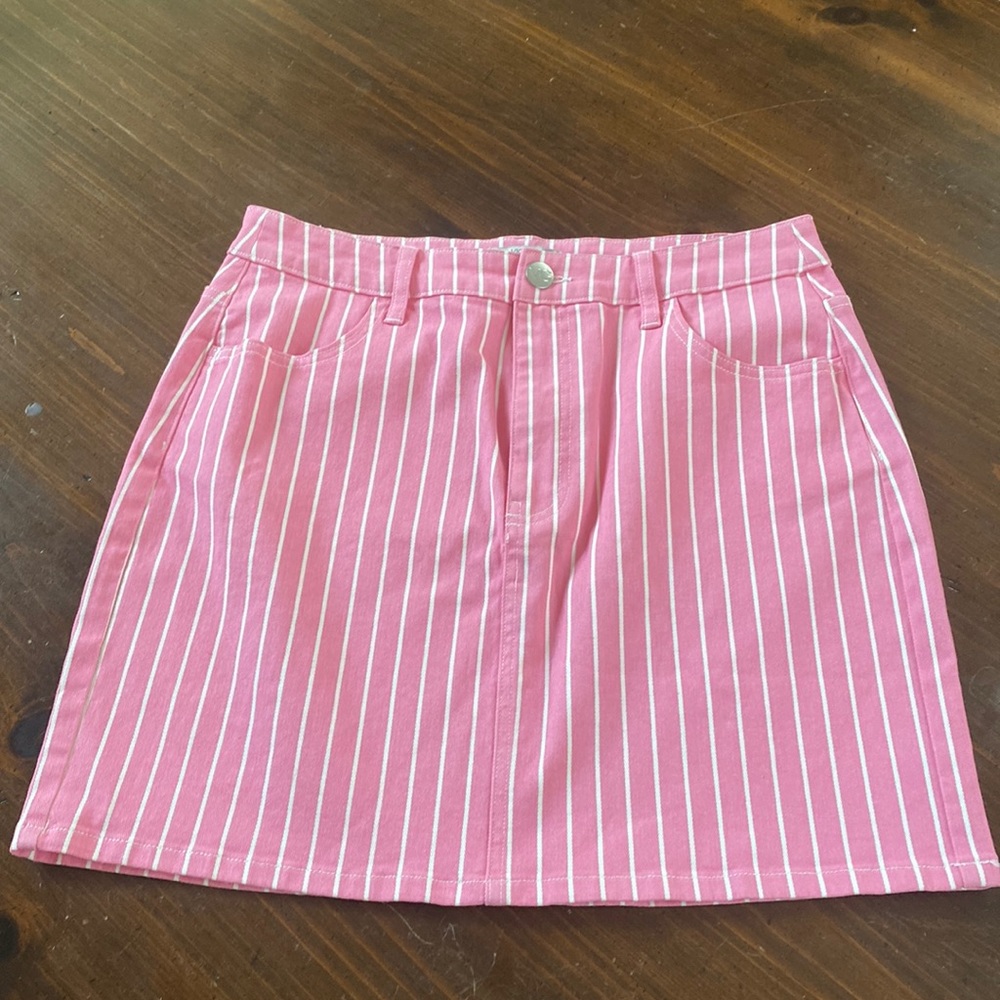 Victor Glemaud skirt pink pinstripe